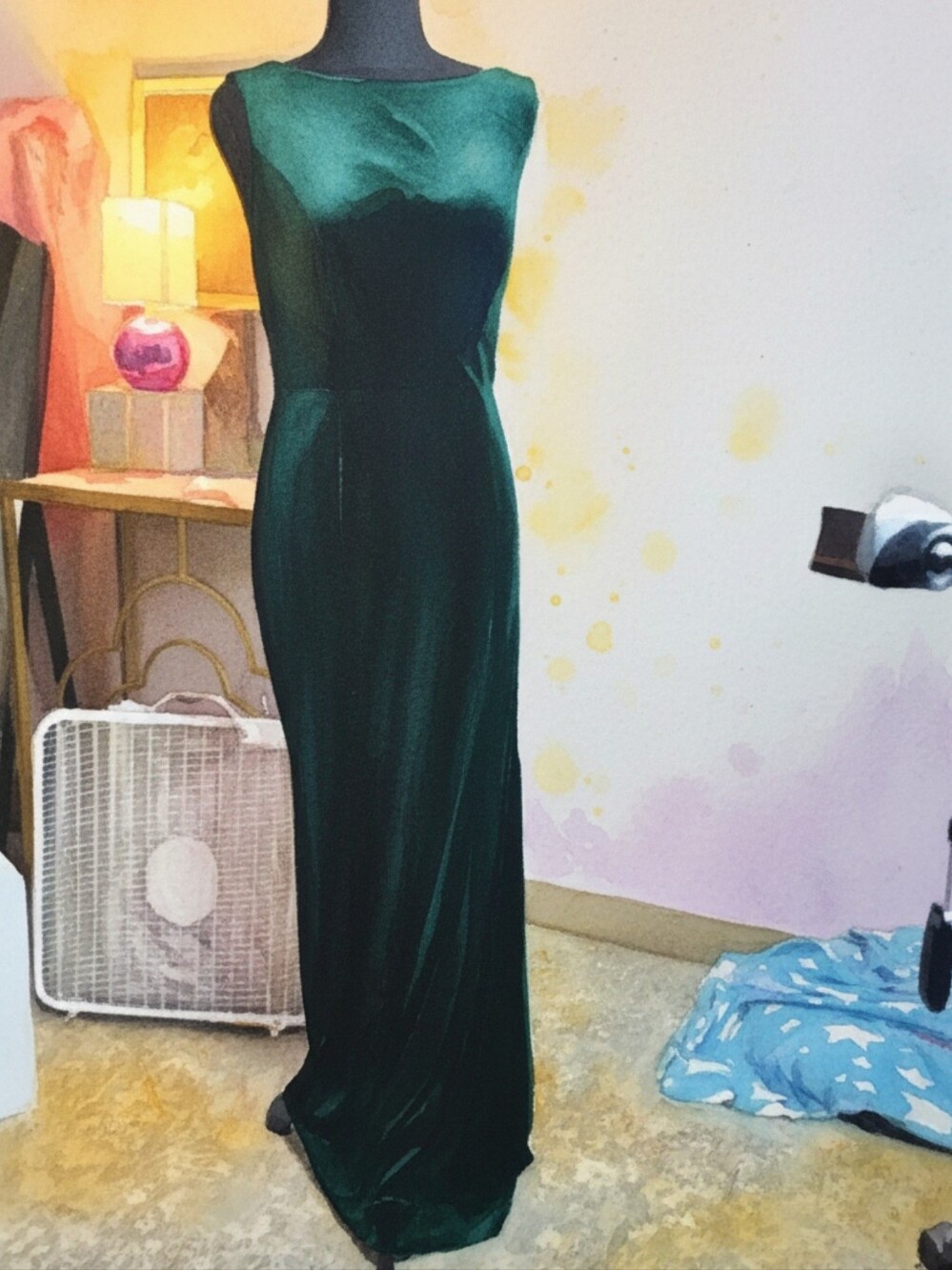 Classic Emerald Green Velvet Sheath Dress